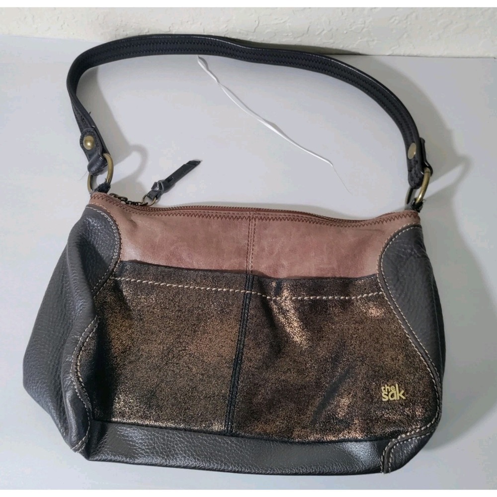The Sak Medium Sized Two Tone‎ Bronze Metallic Leather Shoulder Bag